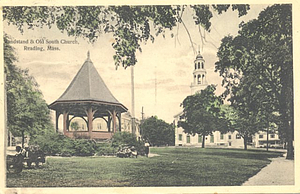 Bandstand and Old South Church, Reading, MA