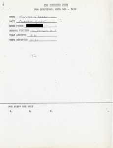 Citywide Coordinating Council daily monitoring report for Hyde Park High School by Marilee Wheeler, 1975 October 7