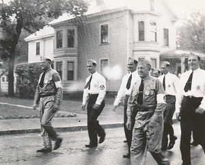 My father, Raymond S. Dolber, marching in a post-war parade