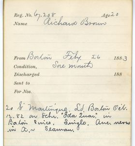 Tewksbury Almshouse Intake Record: Brown, Richard