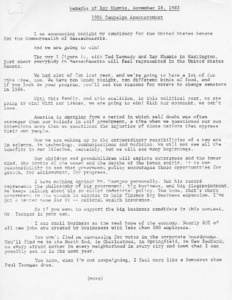 Remarks of Ray Shamie, November 28, 1983, 1984 Campaign Announcement