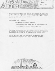 Legislative Alert: Monday, June 8, 1981
