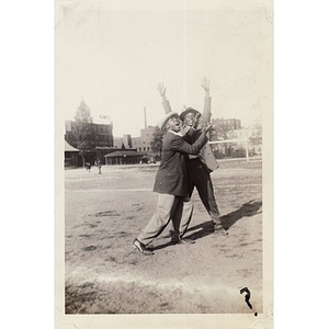Two unidentified boys play in Columbus Park