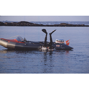 Marine Science Center researcher scuba diving in Nahant Bay