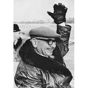 Crew coach, Ernie Arlett, waving