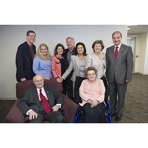 The Kostas family poses with President Joseph E. Aoun at the groundbreaking ceremony for the George J. Kostas Research Institute for Homeland Security