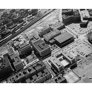 Aerial view of Northeastern's Huntington Avenue campus in 1965