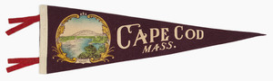 Pennant: Cape Cod "New Canal Bridge" (large; burgundy, white and red)
