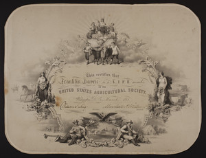 United States Agriculture Society membership certificate