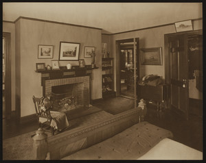 Wigglesworth House, 303 Adams Street, Milton, Mass., bedroom with a fireplace