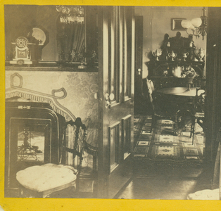 Stereograph of the Gate Lodge, LeGrand Lockwood House, dining room, Norwalk, Conn., 1868-1870