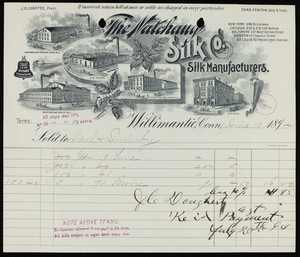 Billhead for The Natchaug Silk Co., silk manufacturers, Willimantic, Connecticut, dated June 18, 1894