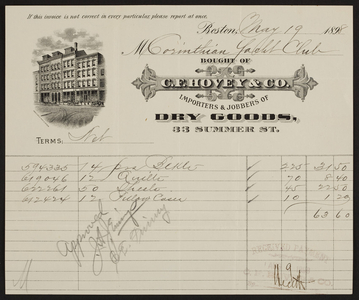 Billhead for C.F. Hovey & Co., importers and jobbers of dry goods, 33 Summer Street, Boston, Mass., dated May 19, 1898