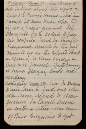 Thomas Lincoln Casey Notebook, April 1894-July 1894, 20, Friday May 11