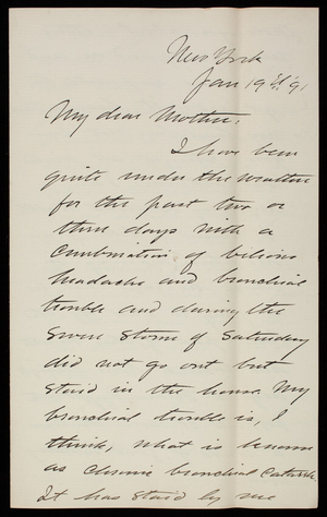 Thomas Lincoln Casey, Jr. to Emma Weir Casey, January 19, 1891