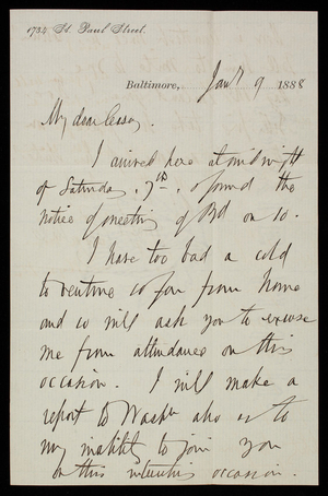 [William] P. Craighill to Thomas Lincoln Casey, January 9, 1888