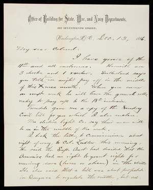 Bernard R. Green to Thomas Lincoln Casey, December 13, 1886