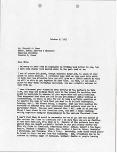 Letter from Mark H. McCormack to Baker, Botts, Andrews and Shepherd