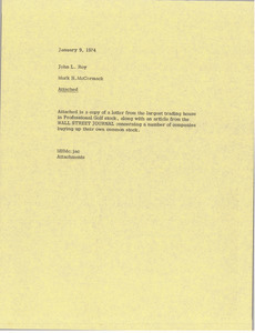 Memorandum from Mark H. McCormack to John L. Roy