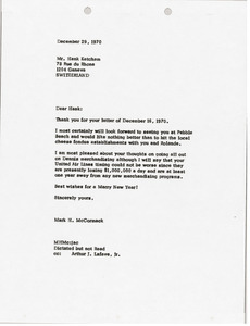 Letter from Mark H. McCormack to Hank Ketcham