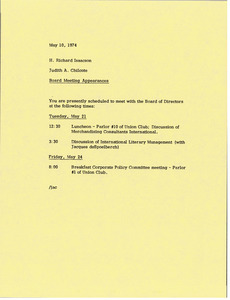 Memorandum from Judy A. Chilcote to H. Richard Isaacson