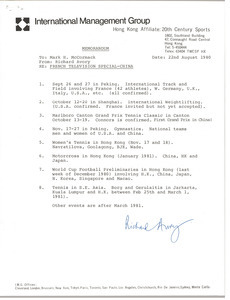 Memorandum from Richard Avory to Mark H. McCormack