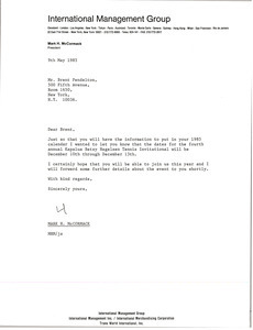 Letter from Mark H. McCormack to Brent Pendelton
