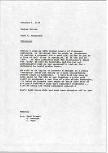 Memorandum from Mark H. McCormack to Hughes Norton