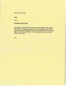 Memorandum from Judy A. Chilcote to Mark H. McCormack