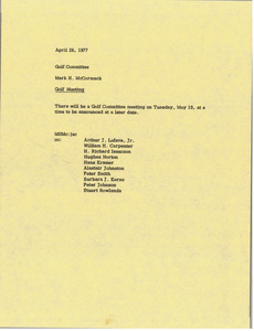 Memorandum from Mark H. McCormack to golf committee