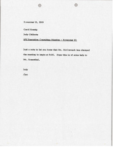 Memorandum from Judy A. Chilcote to Carol Koenig