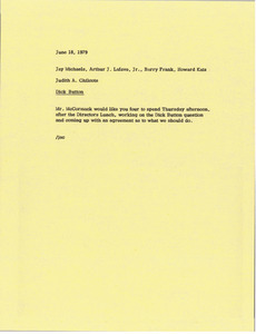 Memorandum from Judy A. Chilcote to Jay Michaels, Arthur J. Lafave, Barry Frank and Howard Katz