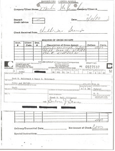 Insurance claim for Nancy B. McCormack