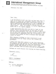 Letter from Mark H. McCormack to John