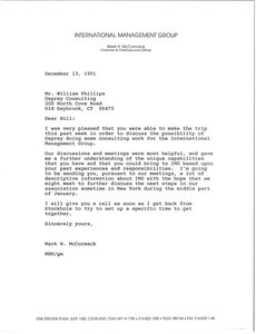 Letter from Mark H. McCormack to William Phillips