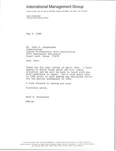 Letter from Mark H. McCormack to John D. Laupheimer