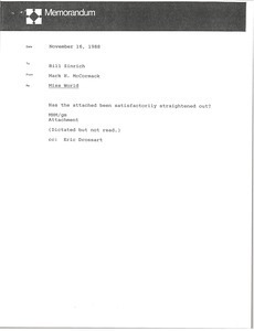 Memorandum from Mark H. McCormack to Bill Sinrich