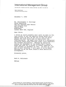 Letter from Mark H. McCormack to Christopher J. Gorringe