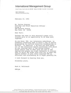 Letter from Mark H. McCormack to Burton Stanier