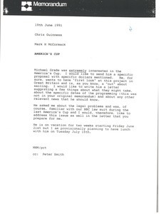 Memorandum from Mark H. McCormack to Chris Guinness