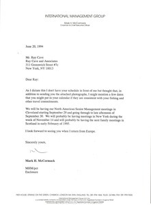 Letter from Mark H. McCormack to Ray Cave