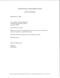 Letter from Mark H. McCormack to Dr. and Mrs. Richard Steadman