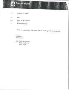 Memorandum from Mark H. McCormack to list