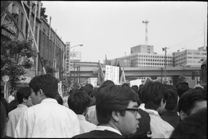 Demonstrators at antiwar demonstration in downtown Tokyo