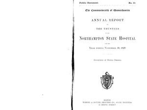 [ Sixty-fifth] Annual Report of the Trustees of the Northampton State Hospital, for the year ending November 30, 1919. Public Document no. 21