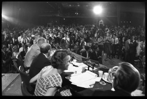 Panelists at the National Teach-in on the Vietnam War: view from rear stage