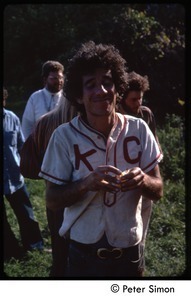 Peter Gould in Kansas City Monarchs baseball jersey, Tree Frog Farm Commune
