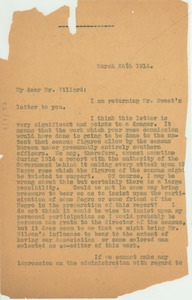 Letter from W. E. B. Du Bois to Oswald Garrison Villard