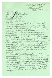Letter from Charles C. Dawson to W. E. B. Du Bois