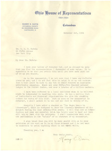Letter from Harry E. Davis to W. E. B. Du Bois